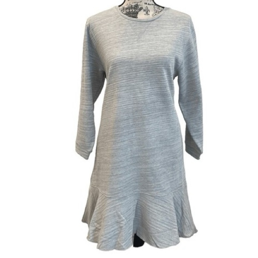 Lilla P Grey Sweatshirt T-shirt dress drop waist 3/4 sleeve Large